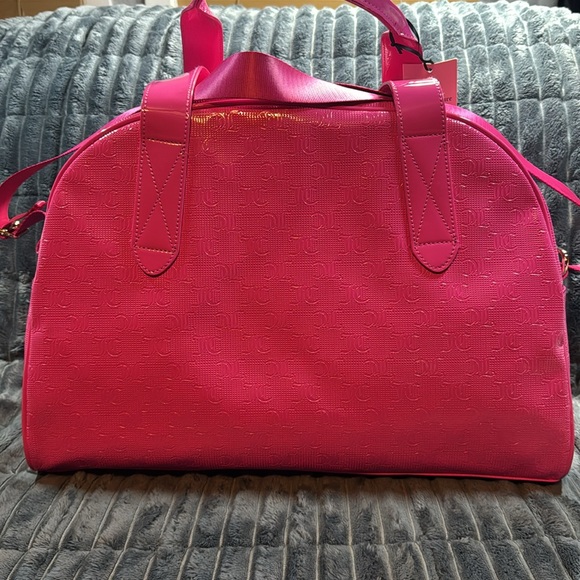 NWT: Juicy Couture Semi Charmed Dome Weekender in hot pink. - Picture 10 of 10